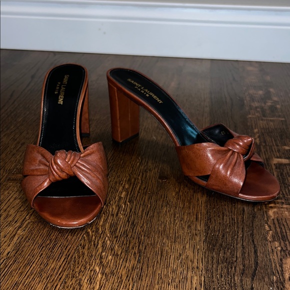 Saint Laurent low brown leather slide heels - Picture 1 of 10